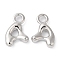 Brass Charms, Real Platinum Plated, Letter A, 12x8x2.5mm, hole: 2mm
