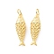 Rack Plating Brass Pendants, Cadmium Free & Lead Free, Long-Lasting Plated, with Jump Ring, Fish Charm, Real 18K Gold Plated, 25.5x7x4mm, Hole: 3.2mm