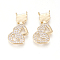 Eco-Friendly Brass Micro Pave Cubic Zirconia Pendants, Long-Lasting Plated, Lead Free & Cadmium Free & Nickel Free, Woman, Clear, Real 18K Gold Plated, 26x13x2.5mm, Hole: 1.4mm