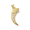Rack Plating Brass Micro Pave Cubic Zirconia Pendants, Long-Lasting Plated, Lead Free & Cadmium Free, Knife Charms, Real 18K Gold Plated, 26x18x5.5mm, Hole: 4x3.5mm