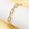 Brass Link Chain Bracelets for Women, Retangle, with Cubic Zirconia, Long-Lasting Plated, Rack Plating, Lead Free & Cadmium Free, Real 18K Gold Plated, 7-7/8 inch(20cm)
