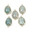 Natural Amazonite Faceted Connector Charms, Rack Plating Brass Oval Links, Golden, 22.5~23x13.5~14x6mm, Hole: 1.4mm