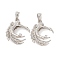 Brass Pendant Cabochon Settings, Claw Charms, Rack Plating, Lasting Plated, Cadmium Free & Lead Free, Platinum, Tray: 17x17mm, 30x26x17.5mm, Hole: 8x4.5mm