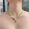 Alloy Enamel Pendant Resin Flower & Imitation Pearl Beaded Necklaces for Women, Golden, Starfish, 15.75 inch(40cm)