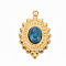 304 Stainless Steel Pendants, with Nat
ural Agate, Oval, Steel Blue, 23.5x15x4~5mm, Hole: 1.8mm