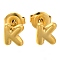 304 Stainless Steel Stud Earrings, Real 14K Gold Plated, Letter K, 7.5x6.5mm