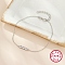 S925 Sterling Silver Clear Cubic Zirconia Flat Round Link Bracelets, Cable Chain Bracelets for Women, Stainless Steel Color, 6-3/4 inch(17cm)