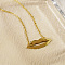 Vintage Stainless Steel Lip Pendant Necklaces for Men and Women Daily Casual Wear, Golden, 16.54 inch(42cm)