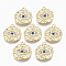 Alloy Pendants, with Crystal Rhinestone, Cadmium Free & Nickel Free & Lead Free, Hammered, Flat Round with Eye, Real 18K Gold Plated, 19x17x2.5mm, Hole: 1.2mm