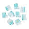 Frosted Glass Beads with Golden Glitter Powder, Two Tone, Cube, Dark Turquoise, 7x6x6mm, Hole: 1.4~1.5mm, about: 1818pcs/1000g