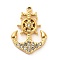 304 Stainless Steel Crystal Rhinestone Pendants, Helm, Real 18K Gold Plated, 20.5x15.5x2.5mm, Hole: 1.5mm