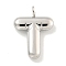 Non-Tarnish 304 Stainless Steel Pendants, Letter Charm, Stainless Steel Color, Letter T, 16.5x12x3mm, Hole: 2mm