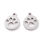 Non-Tarnish 304 Stainless Steel Charms, Laser Cut, Flat Round with Dog Footprint, Stainless Steel Color, 13x11x1.5mm, Hole: 1.4mm