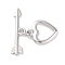 Heart Brass Toggle Clasps, Cadmium Free & Nickel Free & Lead Free, Long-Lasting Plated, Platinum, Heart: 14.5x12x1.5mm, Hole: 1.8mm, bar: 6.5x24x1.5mm, hole: 1.8mm