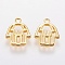 Brass Charms, Hamsa Hand/Hand of Fatima/Hand of Miriam Pendants, Golden, 13x10.5x1.5mm, Hole: 1.2mm