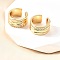 Brass Micro Pave Clear Cubic Zirconia Cuff Earrings, C-Shaped, Real 18K Gold Plated, 15.5x15.5x9.5mm