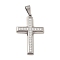 304 Stainless Steel Pendants, with Cubic Zirconia, Cross, Stainless Steel Color, 41.5x27.5x3.5mm, Hole: 8x5.5mm