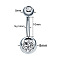 Clear Cubic Zirconia Belly Button Rings, Stainless Steel Piercing Navel Rings, Curved Barbell Body Jewelry for Women, Stainless Steel Color, Round, 8~13mm, Bar: 10x1.5mm