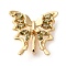 3 Hole Brass Micro Pave Cubic Zirconia Multi-Strand Links, Cadmium Free & Nickel Free & Lead Free, Butterfly, Real 18K Gold Plated, Olive, 16x16x6mm, Hole: 1.6mm