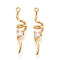 Brass Micro Pave Clear Cubic Zirconia Pendants, Nickle Free, Real 18K Gold Plated, 29.8~30.8x6.8x6.1mm, Hole: 1.4mm