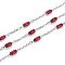 304 Stainless Steel Cable Chains, with Enamel Oval Beads, Soldered, with Spool, Flat Oval, Stainless Steel Color, Red, 5x2.5mm, Link: 2x1.6x0.3mm, about 32.8 Feet(10m)/roll