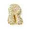 Rack Plating Brass Clear Cubic Zirconia Pendants, Cadmium Free & Lead Free, Long-Lasting Plated, Alphabet, Real 18K Gold Plated, Letter R, 16x12x5mm, Hole: 3x1.8mm