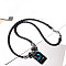 Luminous Alloy Glass Rectangle with Constellation Pendant Black Braided PU Leather Cord Necklaces, Platinum, Pisces, 19.69 inch(50cm)