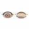 Brass Micro Pave Cubic Zirconia Links connectors, Eye, Colorful, Golden, 30x15x4mm, Hole: 1mm
