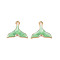 Alloy Enamel Pendants, Whale Tail Shape, Light Gold, Medium Spring Green, 15x17.5x3mm, Hole: 1.6mm