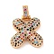 Brass Micro Pave Cubic Zirconia Pendants, Nickel Free, Real 18K Gold Plated, Colorful, Letter X, 18.5~24x12.5~25.5x5~5.5mm, Hole: 5x3mm