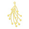 201 Stainless Steel Pendants, Laser Cut, PVD Vacuum Plating, Grass, Golden, 36x20x1mm, Hole: 1.6mm
