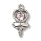 Rack Plating Alloy Pendants, with Rhinestone, Cadmium Free & Nickel Free & Lead Free, Heart, Pink, 20x10x3mm, Hole: 1.6mm