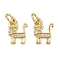 Brass Micro Pave Cubic Zirconia Pendants, Cat Shape Charms, with Jump Ring, Rack Plating, Long-Lasting Plated, Lead Free & Cadmium Free, Real 18K Gold Plated, 11.5x9x1.5mm, Hole: 3.5mm