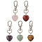 Gemstone Pendant Decorations, with Alloy Swivel Clasps, Heart, 49~51mm