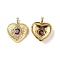 Brass Micro Pave Clear Cubic Zirconia Pendants, Cadmium Free & Nickel Free & Lead Free, with Glass, Heart Charms, Real 18K Gold Plated, 20.5x17.5x5mm, Hole: 2x3.6mm