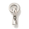 Brass Fold Over Clasps, Cadmium Free & Nickel Free & Lead Free, Ring, Platinum, 18.5mm, Round: 8.5x8.5x2.3mm, Clasp: 14x6.5x4mm