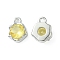 Brass Micro Pave Cubic Zirconia Charms, Cadmium Free & Nickel Free & Lead Free, Irregular Shape Charm, Real Platinum Plated, Gold, 9x7x3mm, Hole: 1.4mm