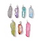 Electroplated Natural Quartz Crystal Pendants, Copper Wire Wrapped Nuggets Charms, Mixed Color, Platinum, 31.5~42x8.5~13.5x5~11.5mm, Hole: 2~3mm