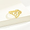 Brass Alphabet Adjustable Rings for Women, Cadmium Free & Nickel Free & Lead Free, with Heart, Letter P, 17mm, US Size 6 1/4(16.7mm)