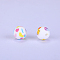 Printed Round Silicone Focal Beads, Colorful, 15x15mm, Hole: 2mm