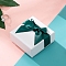 White Paper Jewelry Sets Storage Boxes, with Bowknot, Square, Green, 7.5x7.5x3.5cm