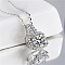 925 Sterling Silver Micro Pave Cubic Zirconia Square Pendant Necklace for Women, Elegant and Shiny, Clear