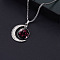 Alloy & Glass Luminous Moon Constellation Pendant Necklaces, Stainless Steel Box Chain Necklaces, Stainless Steel Color, Scorpio, 23.62 inch(60cm)