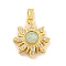 Rack Plating Brass Cubic Zirconia Pendants, with Resin, Long-Lasting Plated, Lead Free & Cadmium Free, Sun, Real 18K Gold Plated, Colorful, 19x16.5x6.5mm, Hole: 3mm