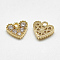Brass Charms, Cadmium Free & Nickel Free & Lead Free, with Cubic Zirconia, Heart, Clear, Real 18K Gold Plated, 6.5x7.5x2mm, Hole: 1mm