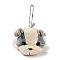 Velvet Dog Keychain, with PP Cotton Filling & Metal Clasp, Light Grey, 11cm