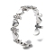 Brass Micro Pave Clear Cubic Zirconia Open Cuff Rings for Women, Heart with Cross, Platinum, Inner Diameter: 18mm