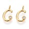 Brass Micro Pave Cubic Zirconia Charms, Long-Lasting Plated, Nickel Free, Real 18K Gold Plated, Letter, Letter C, 12.5x7.5x3.5mm, Hole: 1.8mm