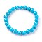 Synthetic Turquoise Beads Stretch Bracelets, Round, 2 inch~2-1/8 inch(5.2~5.5cm), Beads: 8~9mm