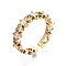 Brass Micro Pave Clear Cubic Zirconia Cuff Rings, Open Rings, Nickel Free, Heart, Real 16K Gold Plated, Inner Diameter: 17mm